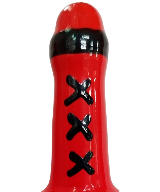 CONDOMERIE - MET DE HAND BESCHILDERDE NIEUWIGHEIDSCONDURMS AMSTERDAM ROOD