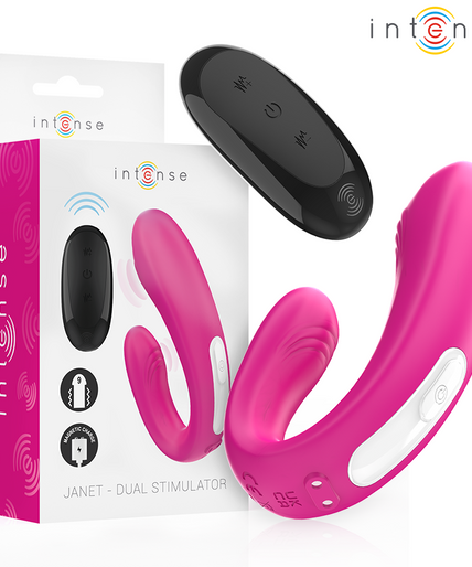 INTENSE - JANET DUAL U-SHAPED STIMULATOR AND VIBRATOR WITH REMOTE CONTROL PINK INTENSE - JANET DUAL U-SHAPED STIMULATOR AND VIBRATOR WITH REMOTE CONTROL PINK