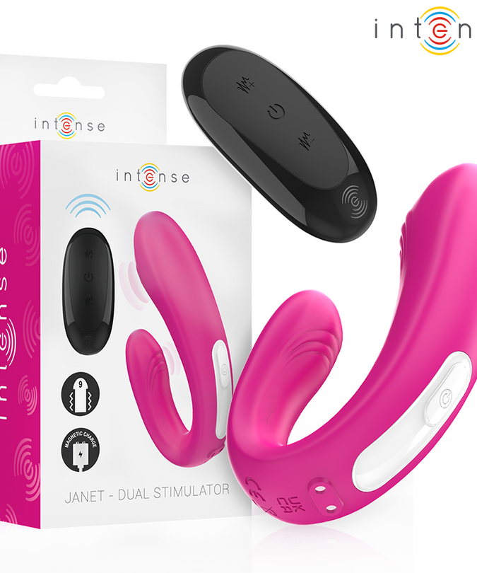 Intense – Janet Dual U – Shaped Stimulator And Vibrator With Remote Control Pink