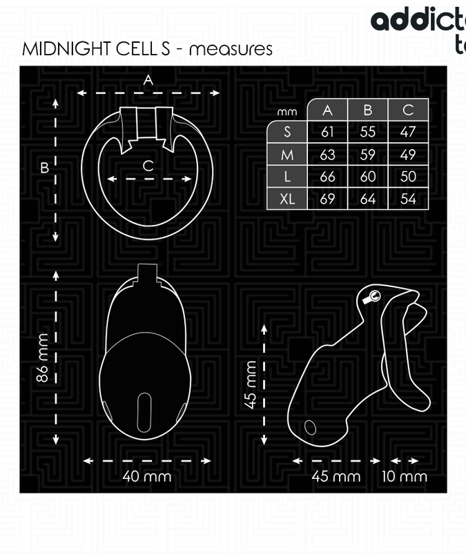 ADDICTED TOYS LOCKED - MINDNIGHT CELL PENIS CAGE SIZE S