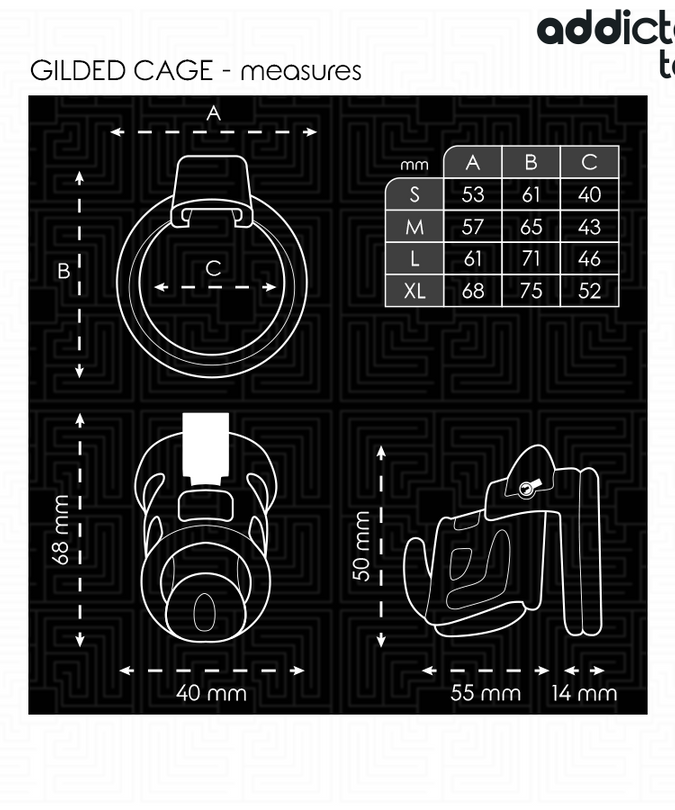 ADDICTED TOYS LOCKED - GILDEN CAGE SILICONE PENIS CAGE 8.5 CM