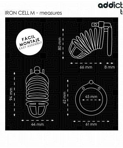 ADDICTED TOYS LOCKED - IRON CELL METAL PENIS CAGE SIZE M ADDICTED TOYS LOCKED - IRON CELL METAL PENIS CAGE SIZE M