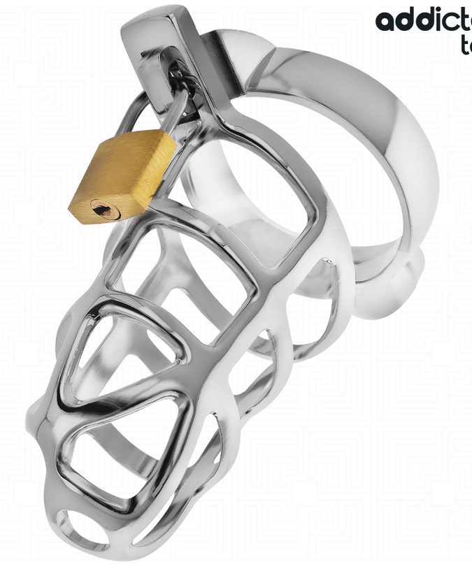 Addicted Toys Locked – Zilveren Penis Kooi Met Slot Metaal M