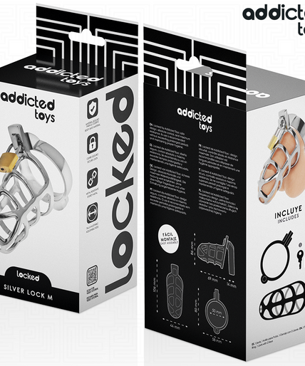 ADDICTED TOYS LOCKED - SILVER LOCK PENIS CAGE METAL SIZE M ADDICTED TOYS LOCKED - SILVER LOCK PENIS CAGE METAL SIZE M