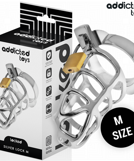 ADDICTED TOYS LOCKED - SILVER LOCK PENIS CAGE METAL SIZE M ADDICTED TOYS LOCKED - SILVER LOCK PENIS CAGE METAL SIZE M