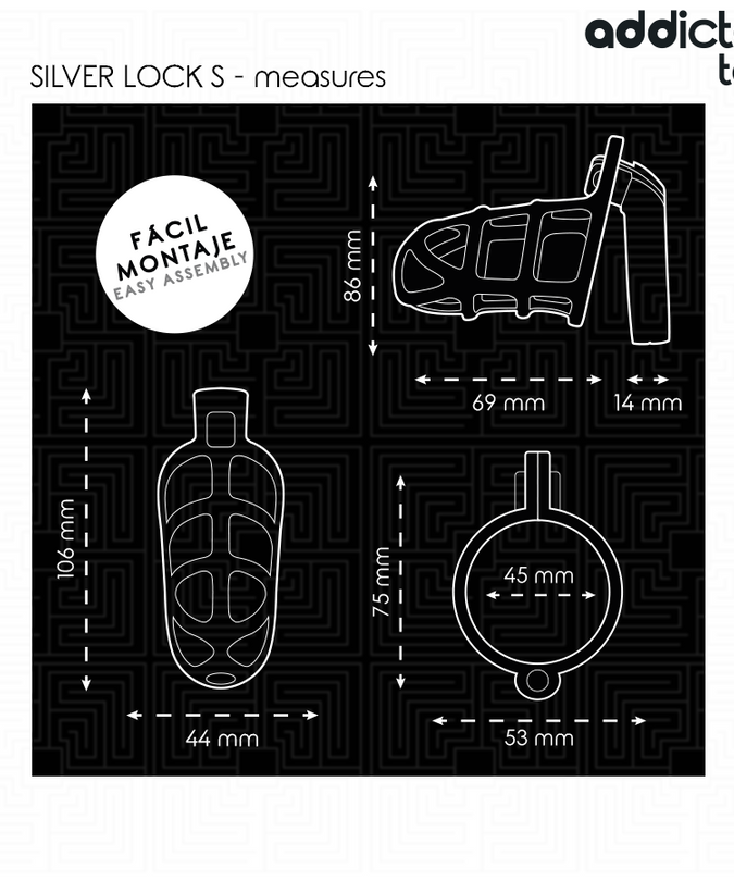 Addicted Toys Locked – Zilveren Metalen Peniskooi Maat S