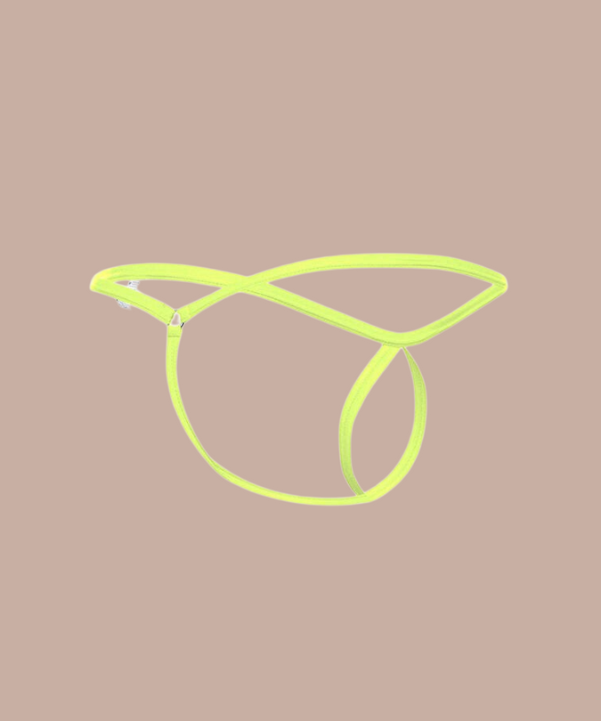 Pleasurements Mob Green Tear-Shaped Thong met een verleidelijk en minimalistisch ontwerp in een opvallende groene kleur.