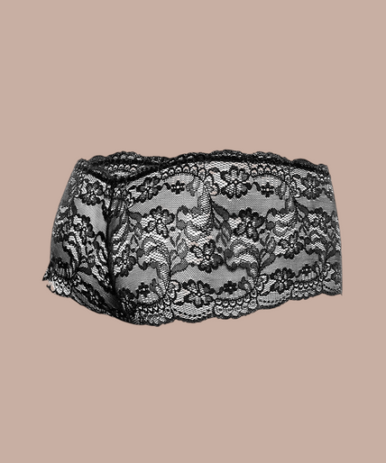 Mob – Schwarzer Spitzenboxer Größe L/xl Pleasurements Mob zwarte kanten boxershort voor heren met een verleidelijk en elegant design
