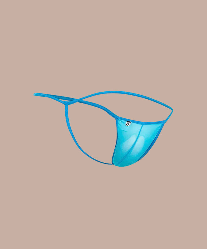 Mob – Transparenter T-förmiger String Aqua Größe S/m