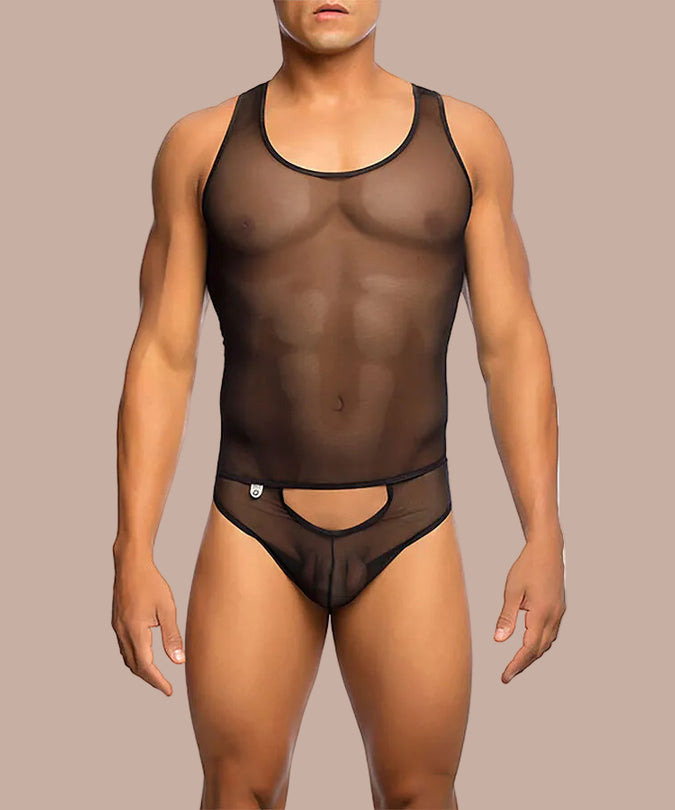 Mob – Transparenter schwarzer Bodysheer Größe S/m