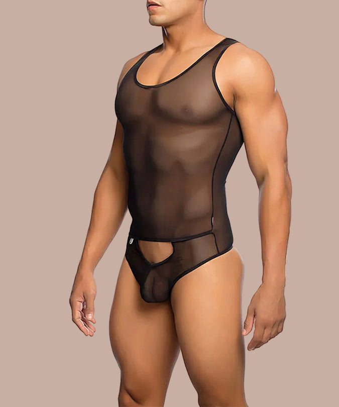 Mob – Transparenter schwarzer Bodysheer Größe S/m