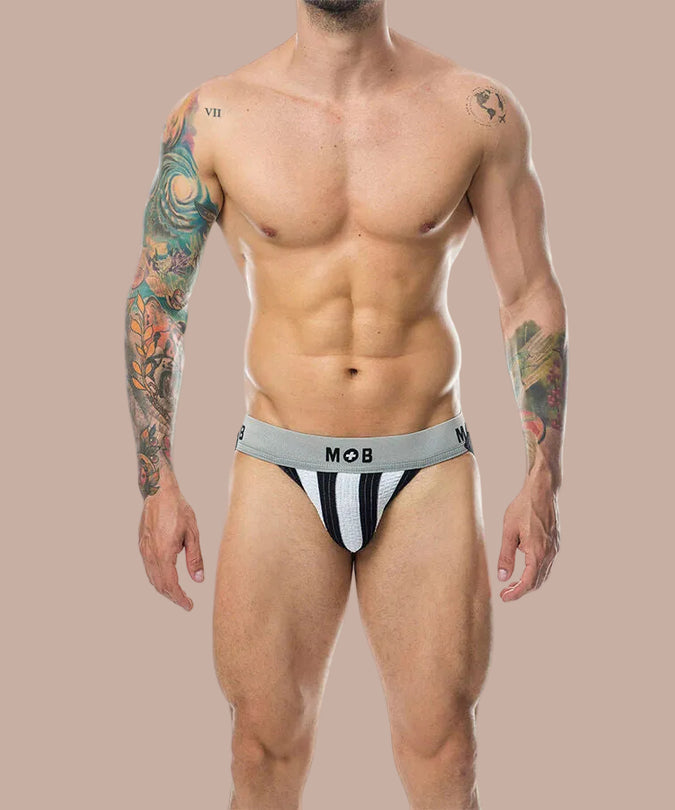 Mob – Klassischer Stripe Weißer Jock Größe XXL