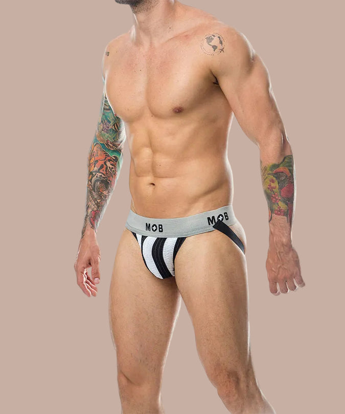 Mob – Klassischer Stripe Weißer Jock Größe XXL