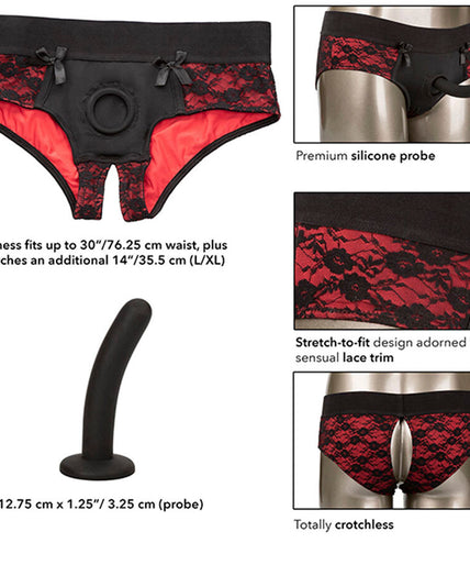 CALEXOTICS - SCANDAL SET OF CROTCHLESS PANTIES WITH DILDO SIZE L/XL CALEXOTICS - SCANDAL SET OF CROTCHLESS PANTIES WITH DILDO SIZE L/XL