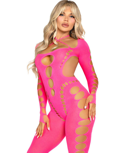 LEG AVENUE - ROZE OPEN RUG BODYSTOCKING EEN MAAT LEG AVENUE - ROZE OPEN RUG BODYSTOCKING EEN MAAT