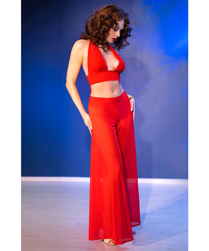 CHILIROSE - CR 4857 RED TOP AND PANTS SET SIZE M