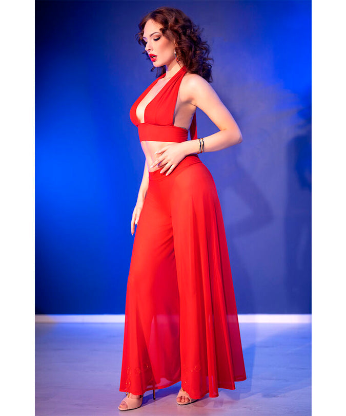 CHILIROSE - CR 4857 RED TOP AND PANTS SET SIZE XL