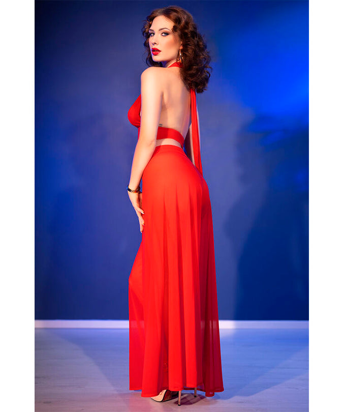 CHILIROSE - CR 4857 RED TOP AND PANTS SET SIZE XL