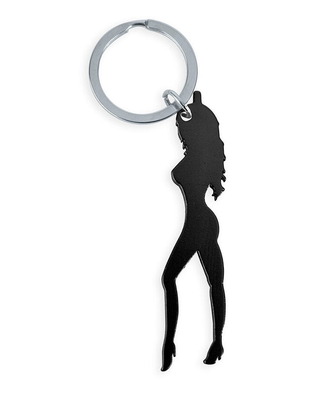 DIABLO PICANTE - SLEUTELHANGER MET VROUWELIJKE SILHOUET IN ZWARTE KLEUR MET FLESOPENER
