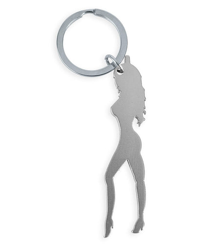 DIABLO PICANTE - SLEUTELHANGER MET VROUWELIJKE SILHOUET IN ZILVERKLEUR MET FLESOPENER DIABLO PICANTE - SLEUTELHANGER MET VROUWELIJKE SILHOUET IN ZILVERKLEUR MET FLESOPENER