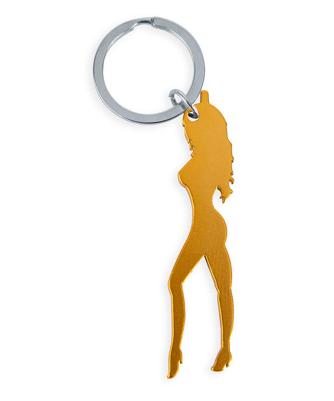 DIABLO PICANTE - SLEUTELHANGER MET VROUWELIJKE SILHOUET IN GOUDKLEUR MET FLESOPENER