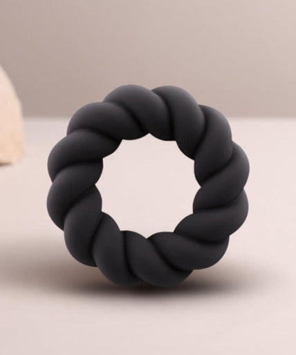 ROCKS-OFF - TWIST BLACK SILICONE MASTURBATOR RING ROCKS-OFF - TWIST BLACK SILICONE MASTURBATOR RING