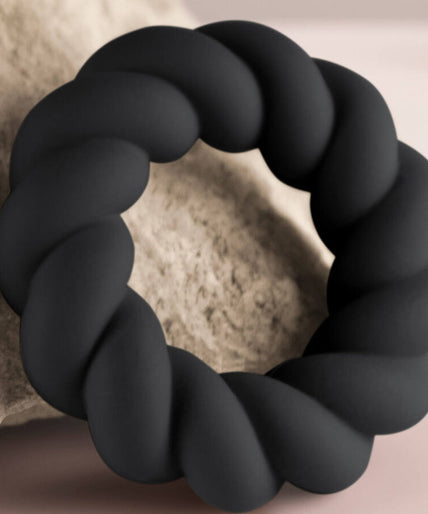 ROCKS-OFF - TWIST BLACK SILICONE MASTURBATOR RING ROCKS-OFF - TWIST BLACK SILICONE MASTURBATOR RING