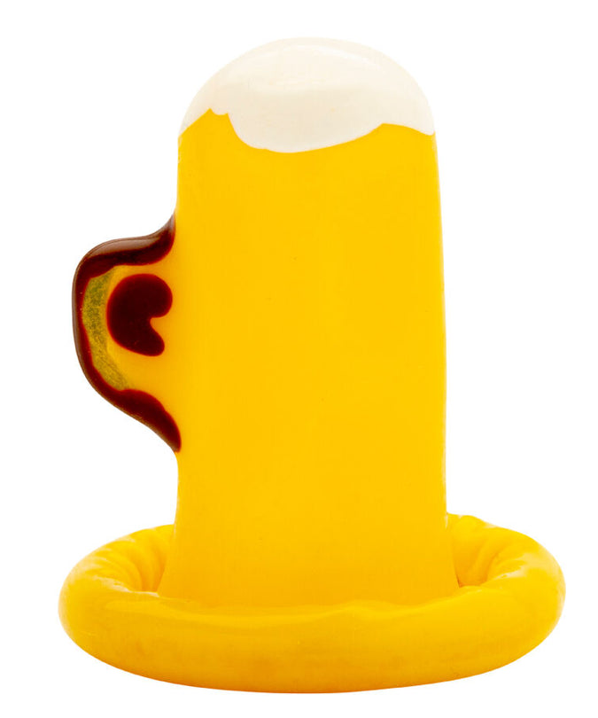 CONDOMERIE - HANDGESCHILDERDE FUN CONDOMS GLAS BIER