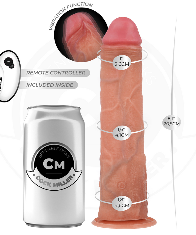 COCK MILLER - REALISTIC DILDO WITH SUCTION CUP AND REMOTE CONTROL VIBRATION 20.5 CM