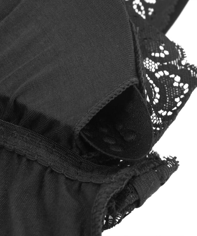 SUBBLIME - BLACK FLORAL LACE DETAIL TEDDY S/M
