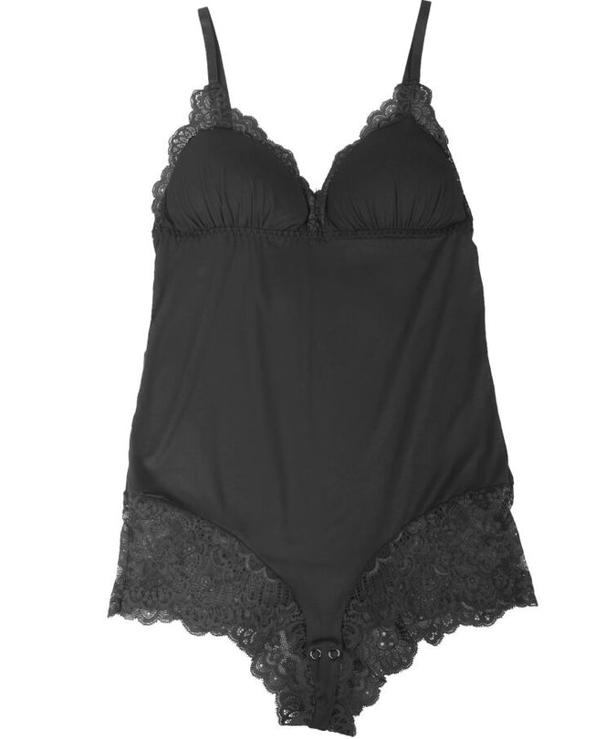 SUBBLIME - BLACK FLORAL LACE DETAIL TEDDY L/XL