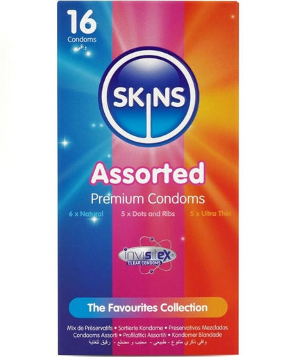 SKINS - ASSORTED PREMIUM CONDOMS PACK 16 SKINS - ASSORTED PREMIUM CONDOMS PACK 16