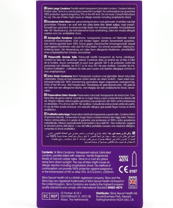 SKINS - EXTRA GROTE PREMIUM CONDOMS PAK 16
