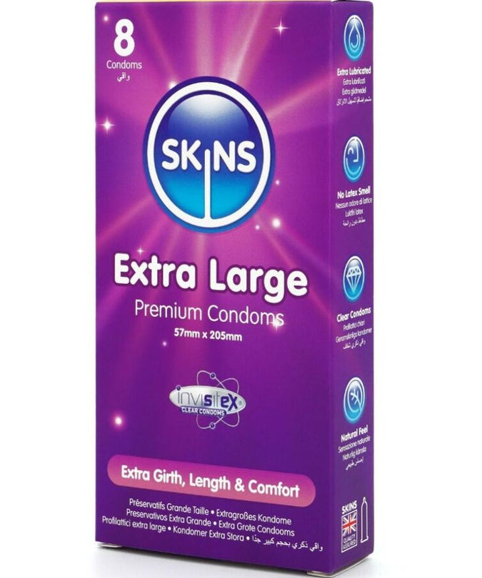 SKINS - EXTRA LARGE PREMIUM CONDOMS PACK 8