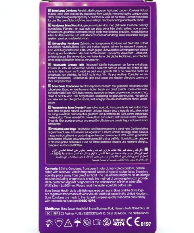 SKINS - EXTRA LARGE PREMIUM CONDOMS PACK 8
