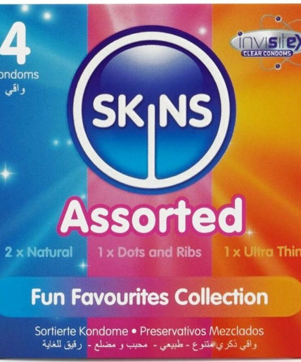 SKINS - ASSORTED PREMIUM CONDOMS PACK 4 SKINS - ASSORTED PREMIUM CONDOMS PACK 4