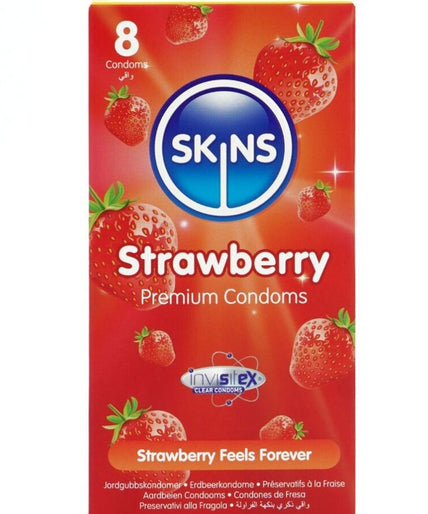 SKINS - STRAWBERRY PREMIUM CONDOMS PACK 8 SKINS - STRAWBERRY PREMIUM CONDOMS PACK 8