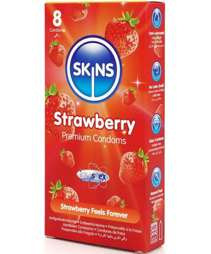 SKINS - STRAWBERRY PREMIUM CONDOMS PACK 8 SKINS - STRAWBERRY PREMIUM CONDOMS PACK 8
