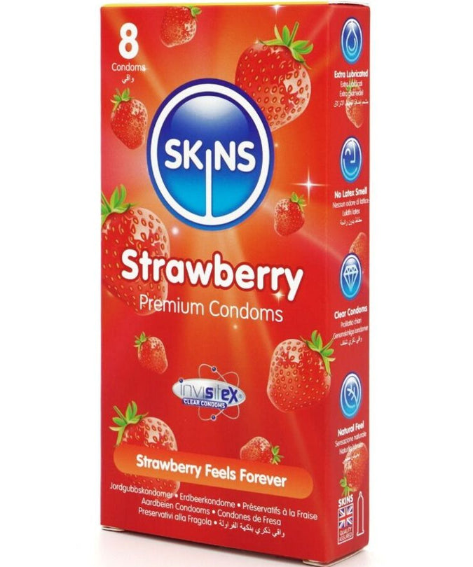 SKINS - STRAWBERRY PREMIUM CONDOMS PACK 8