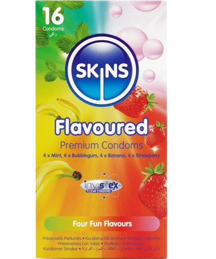 SKINS - MULTI FLAVORS PREMIUM CONDOMS PACK 16 SKINS - MULTI FLAVORS PREMIUM CONDOMS PACK 16