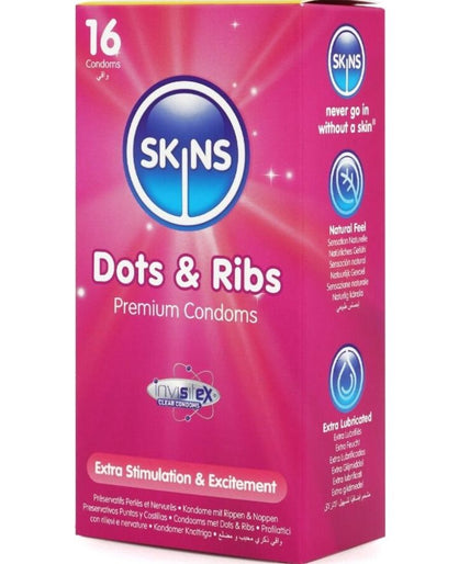 Skins – Dots & Ribs Basic Condooms Pak 16 Skins – Dots & Ribs Basic Condooms Pak 16