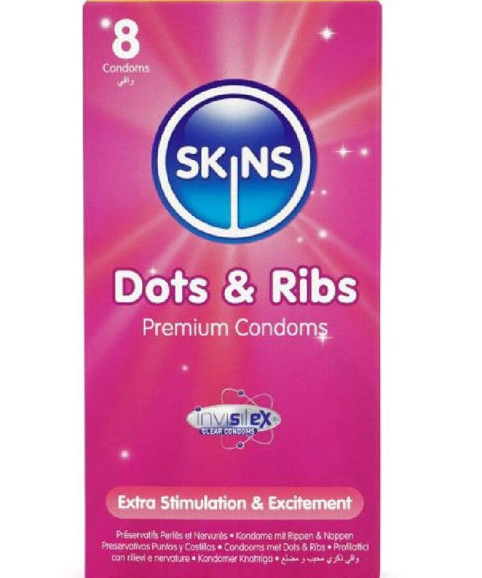 SKINS - DOTS & RIBS PREMIUM CONDOMS PACK 8
