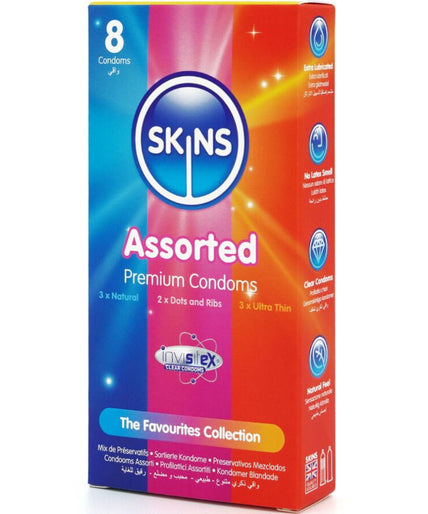 SKINS - ASSORTED PREMIUM CONDOMS PACK 8 SKINS - ASSORTED PREMIUM CONDOMS PACK 8
