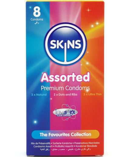 SKINS - ASSORTED PREMIUM CONDOMS PACK 8 SKINS - ASSORTED PREMIUM CONDOMS PACK 8