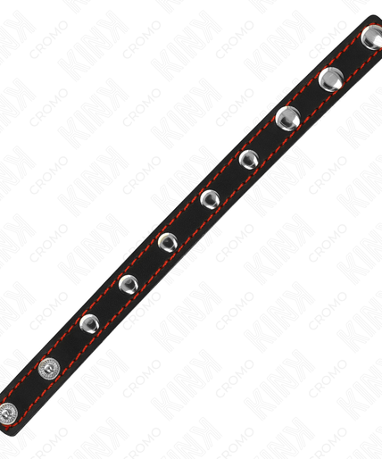 KINK - LEATHER PENIS RING WITH PRESSURE CLOSURE RED LINING 21 X 1.5 CM KINK - LEATHER PENIS RING WITH PRESSURE CLOSURE RED LINING 21 X 1.5 CM