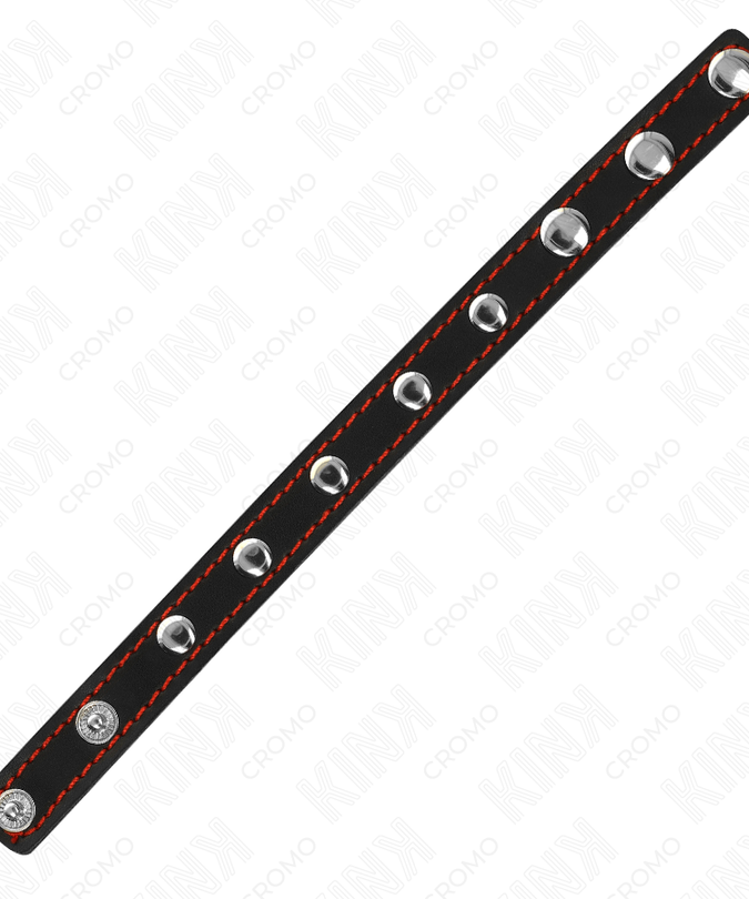 Kink – Leren Penisring met Druksluiting Rode Voering 21 x 1,5 cm