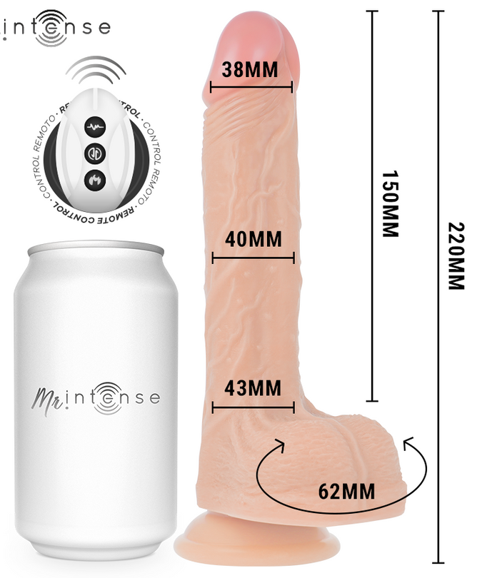 MR INTENSE - BROSNAN REALISTISCH MULTIFUNCTIONEEL MET VIBRATIE, OP EN NEER AFSTANDSBEDIENING, 22 CM - OF - 4 CM