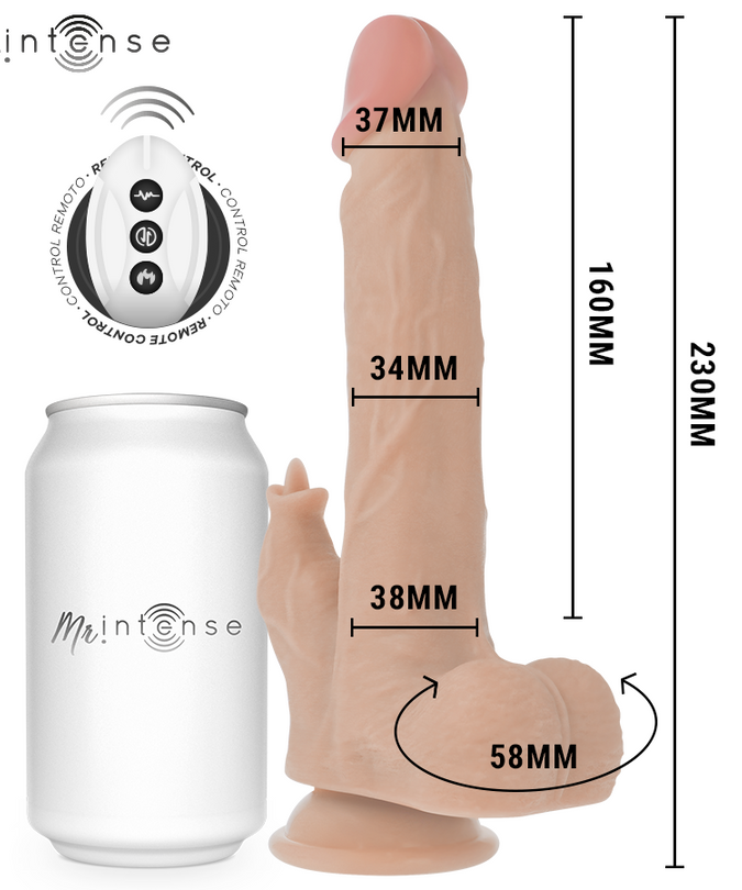 MR INTENSE - REALISTIC MULTIFUNCTION REDFORD WITH VIBRATION AND UP AND DOWN REMOTE CONTROL 23 CM -O- 3.5 CM