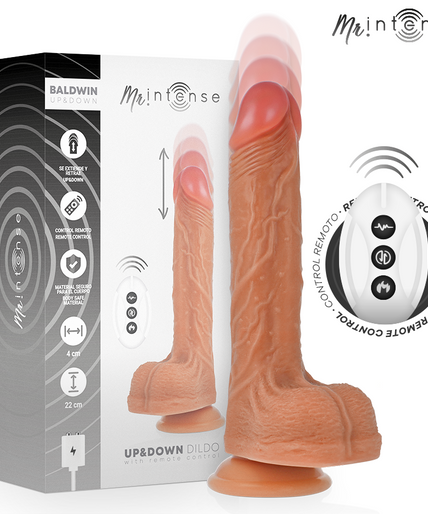 MR INTENSE - BALDWIN REALISTIC MULTIFUNCTIONAL WITH VIBRATION, UP AND DOWN REMOTE CONTROL, 22 CM - OR - 4 CM MR INTENSE - BALDWIN REALISTIC MULTIFUNCTIONAL WITH VIBRATION, UP AND DOWN REMOTE CONTROL, 22 CM - OR - 4 CM
