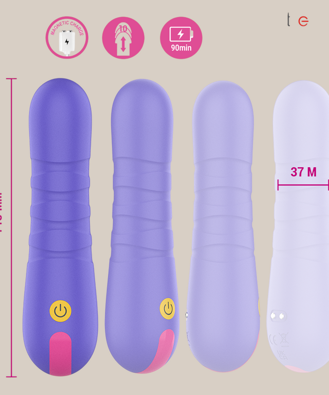 Pleasurements Stella stuwende vibrator in paars siliconen met 145 mm lengte en magnetische oplaadfunctie